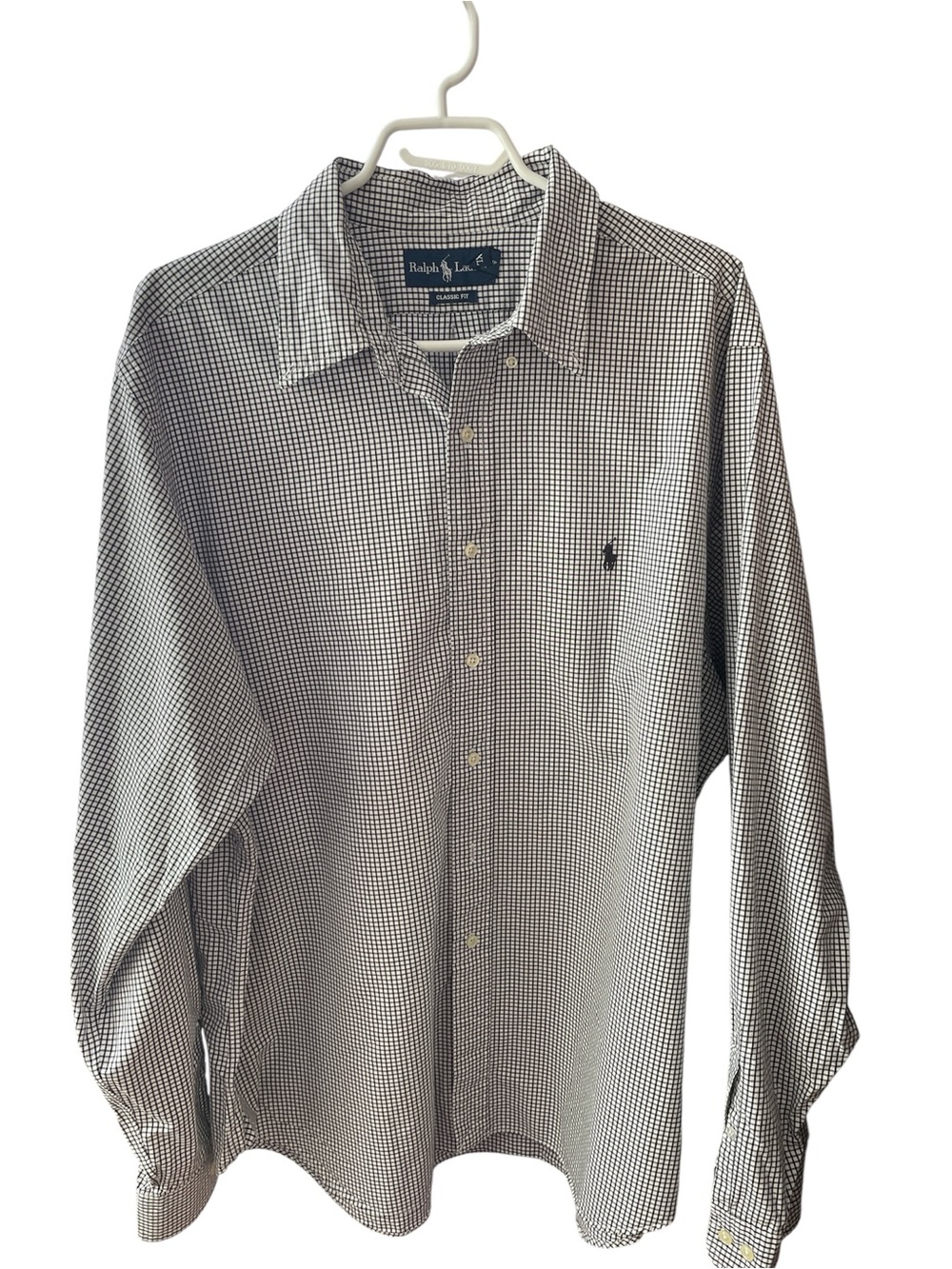 Ralph Lauren Men’s Black & White Micro Check Dress Shirt XXL Neck Size 18